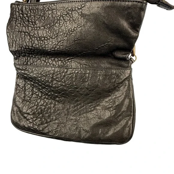 Johnny Was Leather Crossbody Studded Foldover Bag Black Italy Boho Artisan Soft - Picture 4 of 5